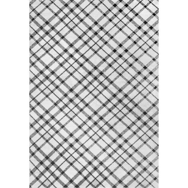 nuLOOM Linda Machine Washable Plaid Gray 3 ft. 3 in. x 5 ft. Accent Rug