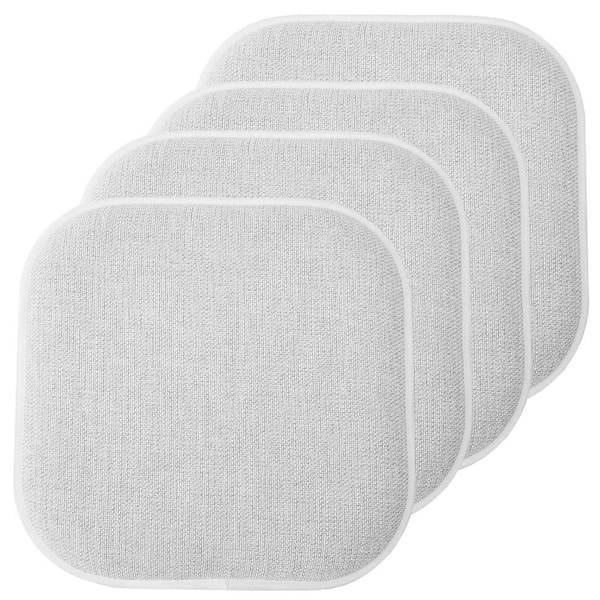 Sweet Home Collection Alexis Grey/White 16 in. x 16 in. Non Slip Memory Foam Seat Chair Cushion Pads (4-Pack)