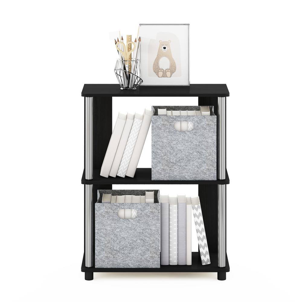 Jaya Simple 3-Tier Bookcase in Americano with Chrome Accents