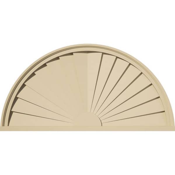 38 in. W x 19 in. H x 2 in. P Half Round Sunburst Signature Urethane Pediment, Primed Tan