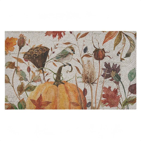 Harvest Home Sketchbook Brown 18 in. x 30 in. Polyester Non-Slip Outdoor Door Mat