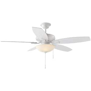 North Pond 52 in. Indoor/Outdoor LED Matte White Ceiling Fan with Light Kit, Reversible Motor and Reversible Blades