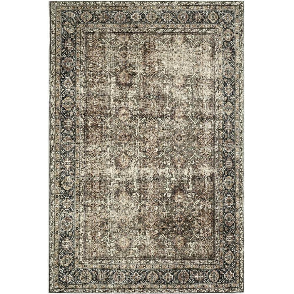 Kingston 9 ft. x 12 ft. Brown Distressed Herati All Over Design Area Rug price history on PriceWatchPro