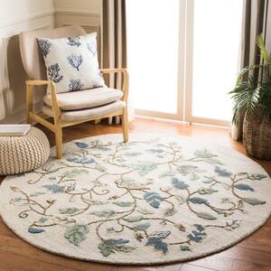 Martha Stewart Colonial Blue 6 ft. x 6 ft. Round Floral Area Rug