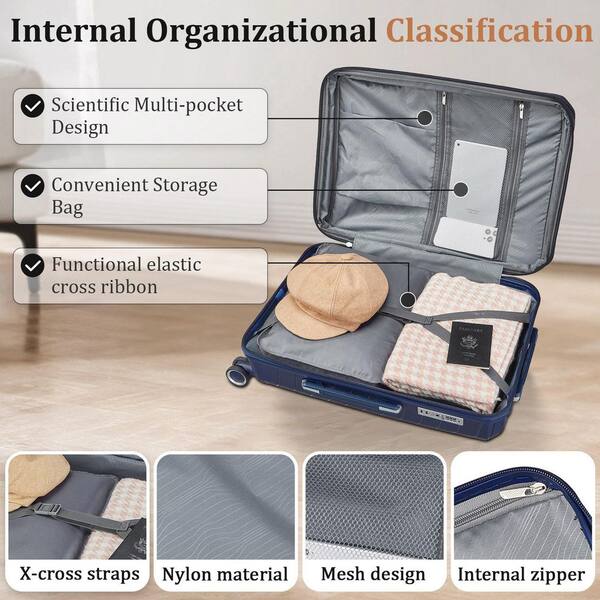 LIVACA 4-Piece Navy Blue Expandable Lightweight Polypropylene