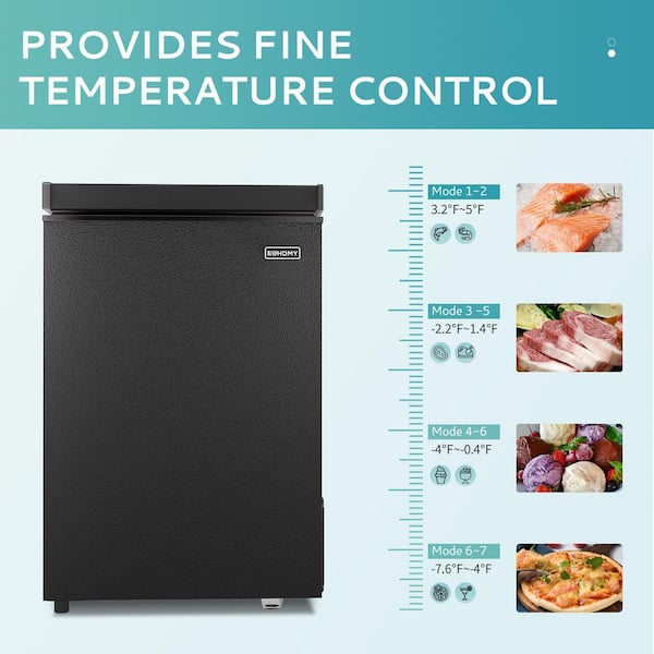 2.8 cu. ft. Manual Defrost Chest Freezer with Removable Basket, Adjustable Thermostat for Garage/Basement/Dorm in Black