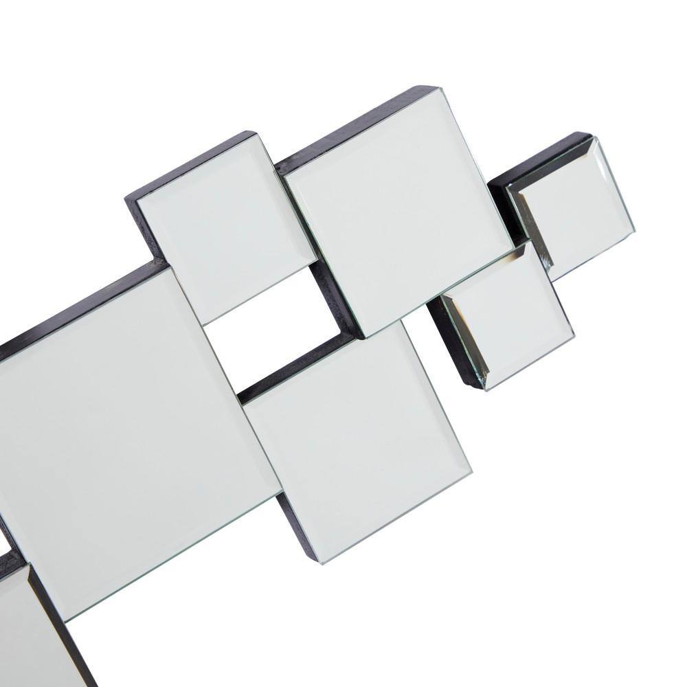 Silver Geometric Frameless Wall Mirror with Cut Out Design