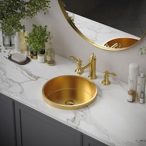 CCT100 15 in. Stainless Steel Drop-In Bathroom Sink in Yellow Gold