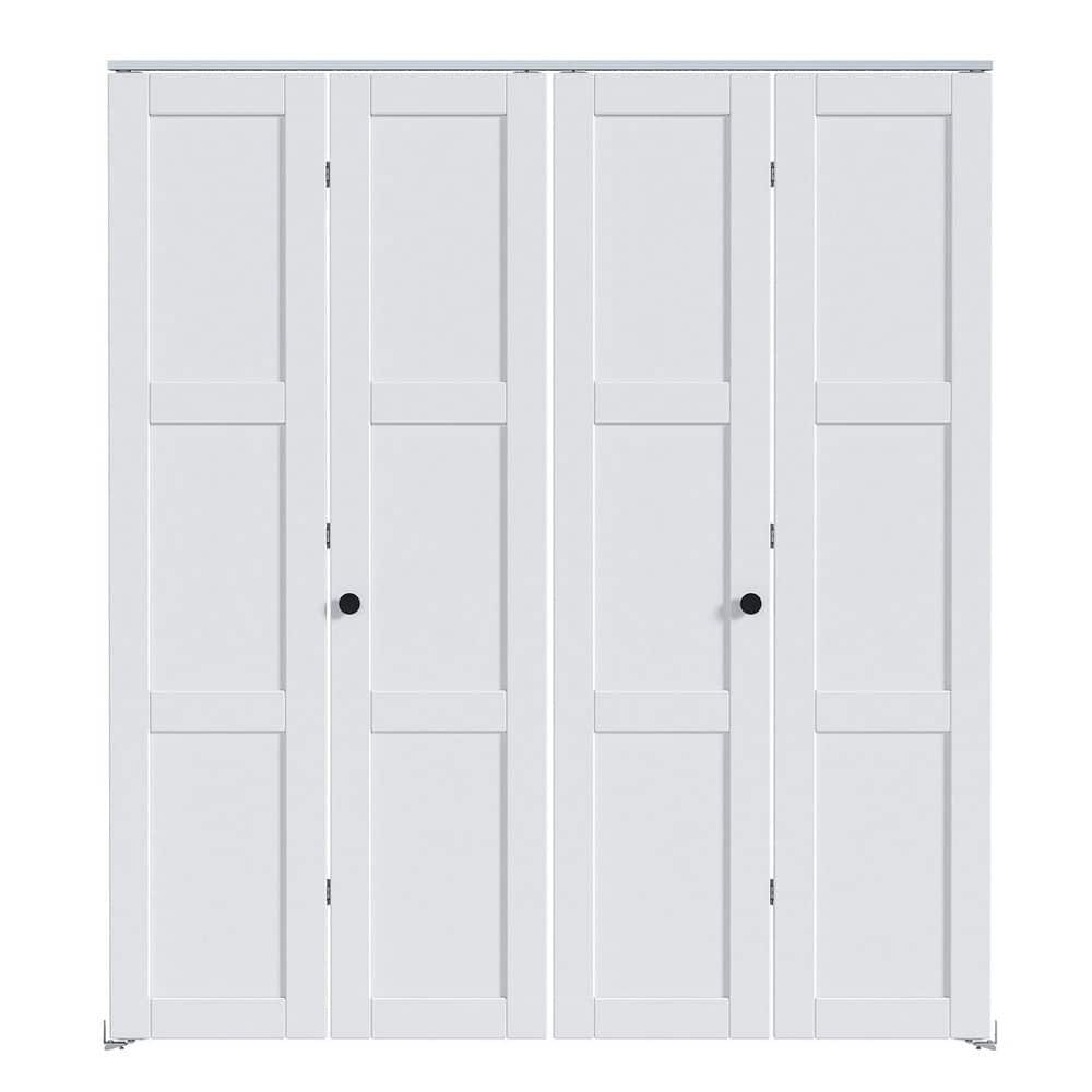 72 in. x 80 in. 3-Lite Panel White Finshed Solid Core Wood
