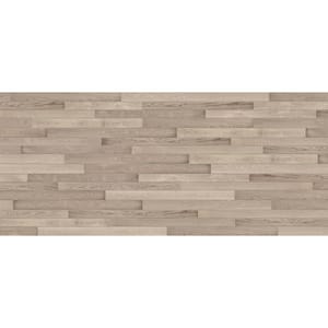Modern Steel  16 ft x 7 ft Insulated 18.4 R-Value Wood Look Plank Coastal Gray Garage Door without Windows