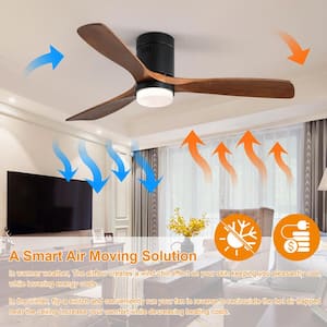 52 in. Intergrated LED Indoor Black Smart Ceiling Fan with Light and Remote Include Light Kit