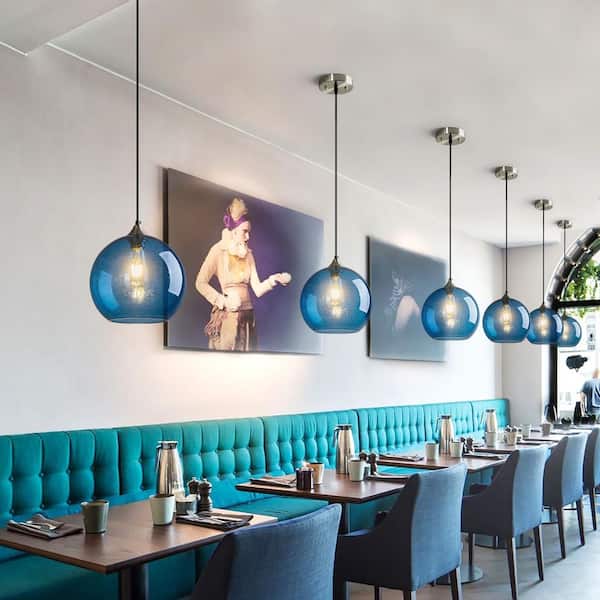 ZHLWIN Home Lighting ‎60 Watts 1-Light 9.84 in. Blue Glass Pendant