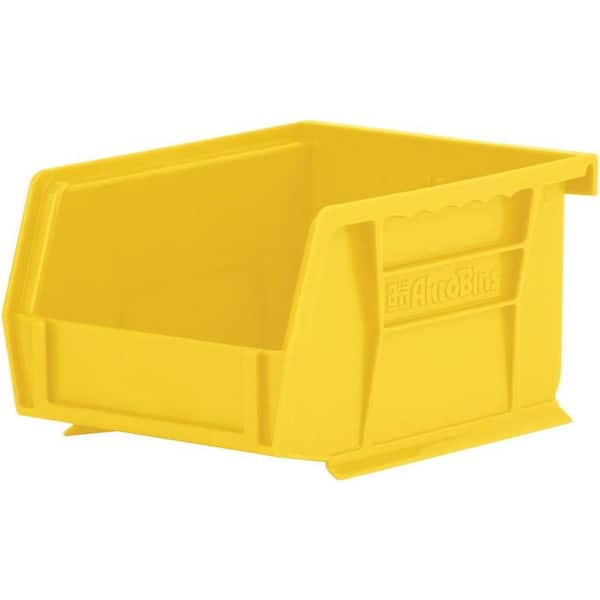 Heavy Duty Stackable Plastic Storage Totes, 4 1/8 in. L x 5 3/8 in. W x 3 in. H, Each Holds 10 lbs., Yellow, (24-Pack)