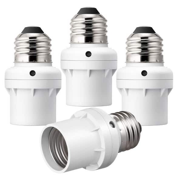 DEWENWILS 100-Watt Incandescent/CFL/LED/Halogen Screw-In Dusk to Dawn Light Control Sensor Socket, White (4-Pack)