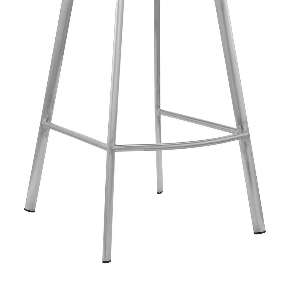 Aura White Faux Leather Swivel Bar Stool with Brushed Steel
