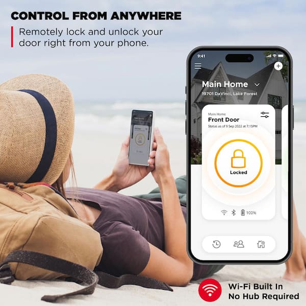 HALO Matte Black Keypad Wi-Fi Electronic Smart Lock Deadbolt with Prague Handleset and Pismo Knob Combo Pack
