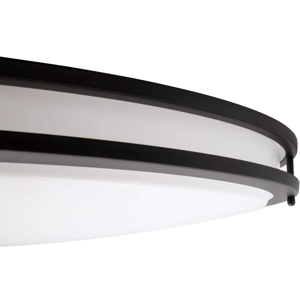 32" Black Oval LED Ceiling Mount Light Fixture with Matte Finish