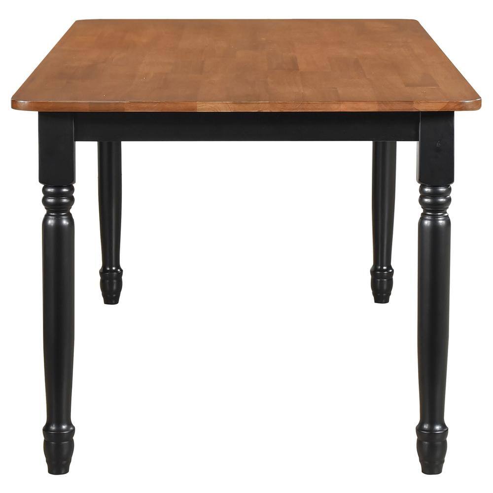 Hollyoak Farmhouse Rectangular Walnut and Black Wood Dining Table
