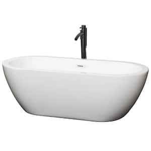 Soho 68 in. Acrylic Flatbottom Bathtub in White with Shiny White Trim and Matte Black Faucet