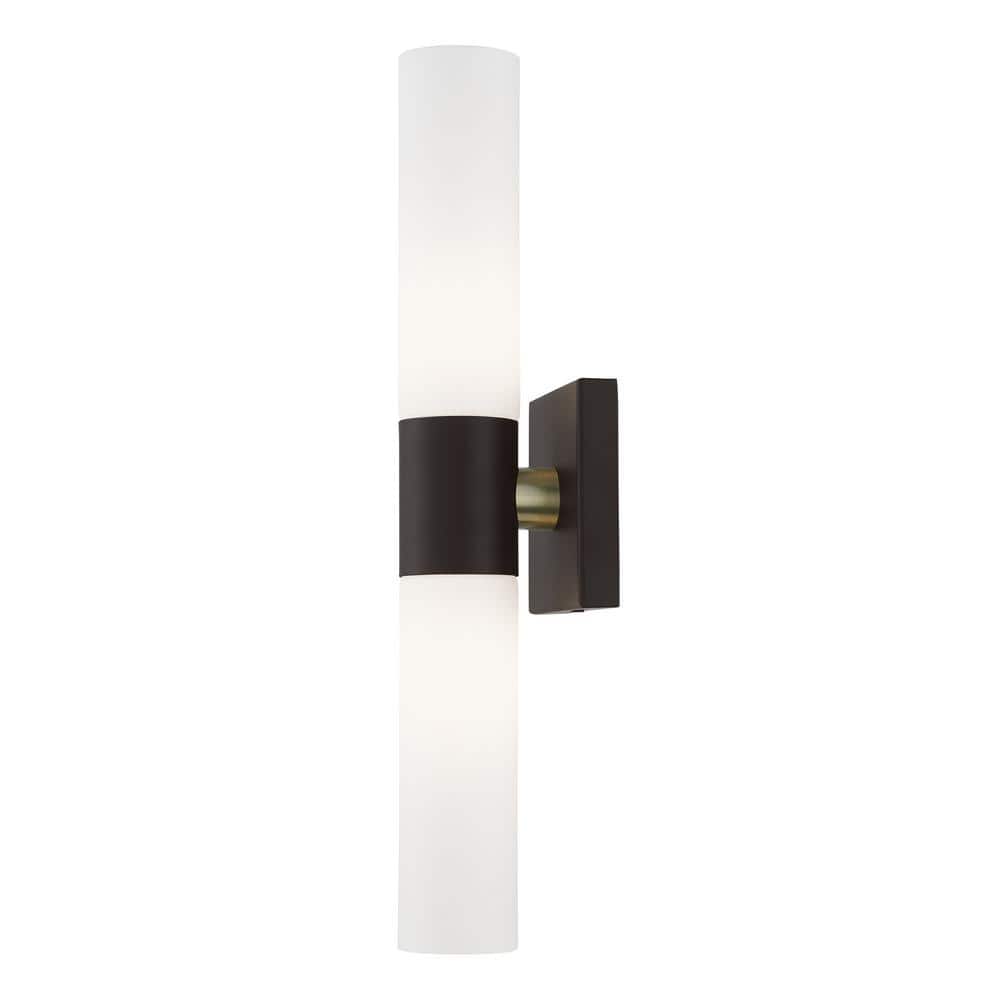 Bronze 17.75" Steel Vanity Light with Opal Glass