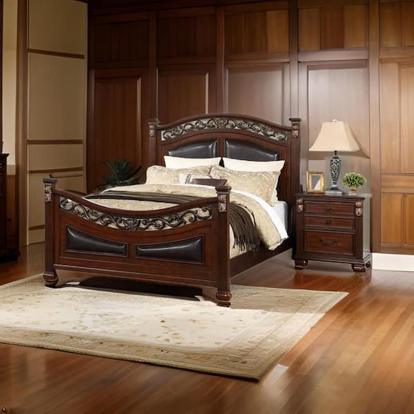 Benjara Miri Arched Brown Wood Frame Queen Size Platform Bed