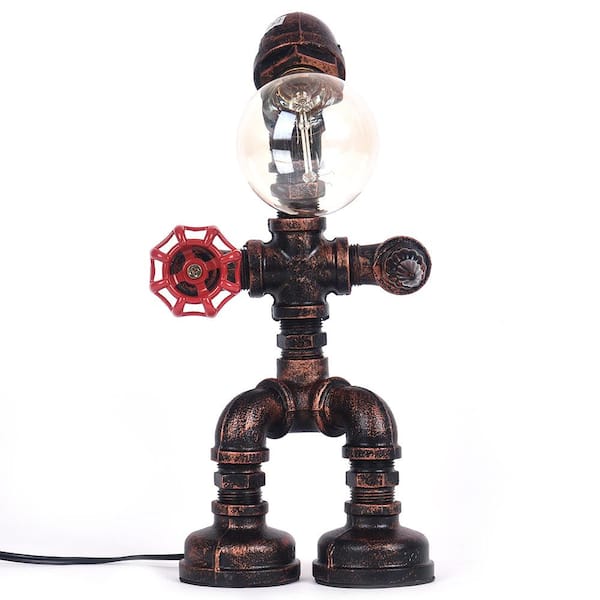 RRTYO Hundo 11 .8 in. Black and Red Robot Fighter Plumbing Lamp