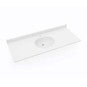 Ellipse 55 in. W x 22 in. D Solid Surface Vanity Top in White with White Basin