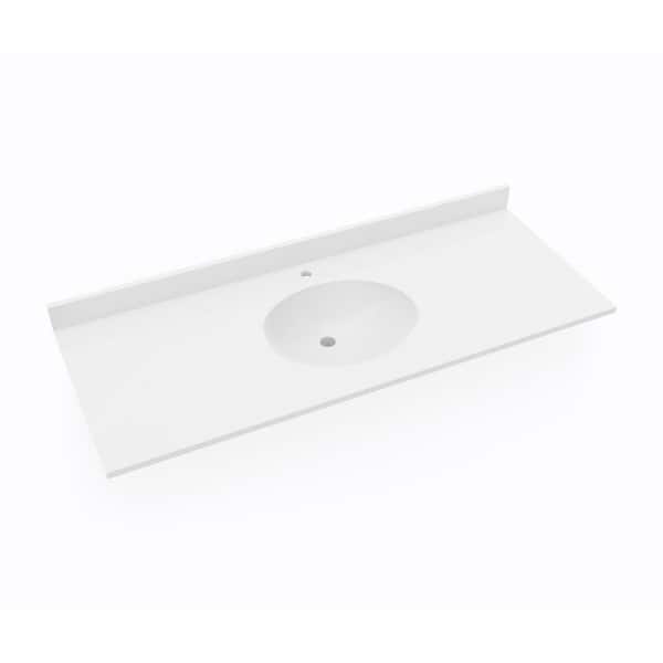 Swan Ellipse 55 in. W x 22 in. D Solid Surface Vanity Top in White with White Basin