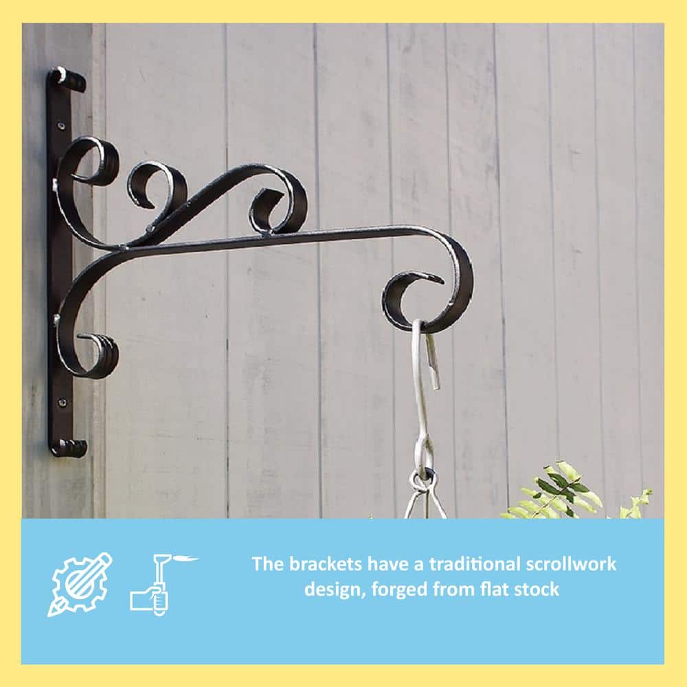 Large Black Wrought Iron Scrollwork Garden Bracket