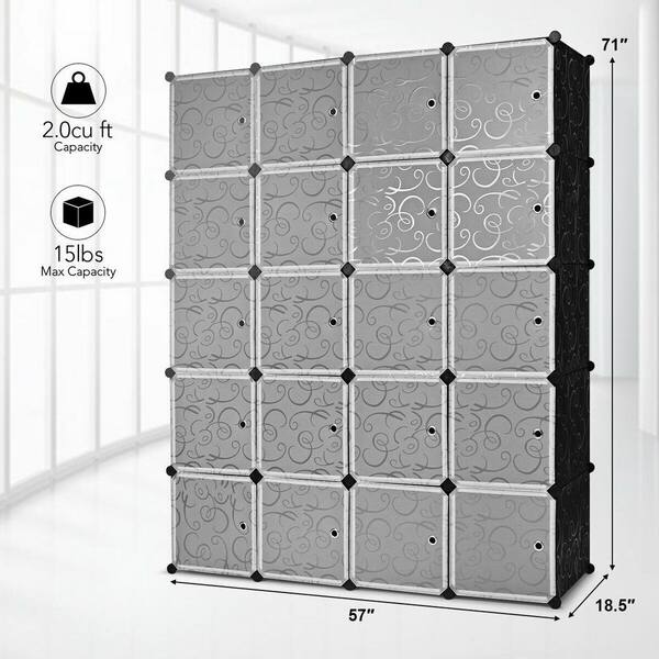 Boyel Living - 71 in. H x 57 in. W x 18.5 in. D Black and White Polypropylene Panel Portable Closet