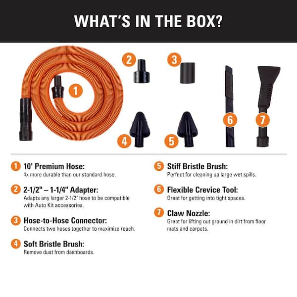 RIDGID 1-1/4 in. Dusting Brush and Crevice Tool Accessory Kit for RIDGID  Wet/Dry Shop Vacuums VT1412 - The Home Depot