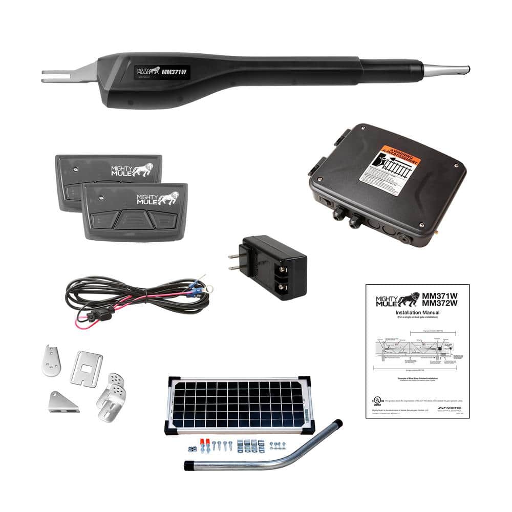 Mighty Mule Medium Duty Single Swing Gate Opener Solar Panel Combo Kit  Smart Capable MM371W-SOL The Home Depot