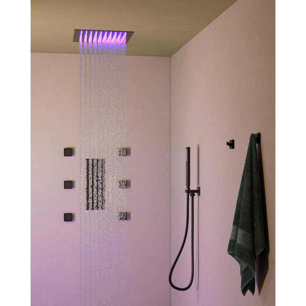 Rainfall Shower Head 12" Matte Black Square Rain Shower Head - High ...
