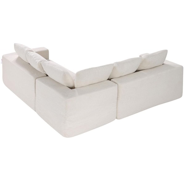 VEVOR Modular Sectional Sofa, L Shaped Modular Sofa Deep Seat, Cloud Sectional Couch with High Rebound Sponge Plastic White