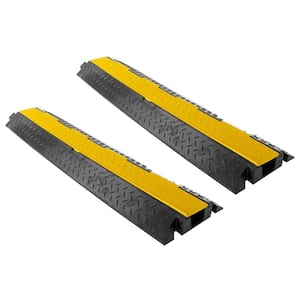 40 in. Cable Wire Cover Ramp with Lid, Black and Yellow (2-Pack)