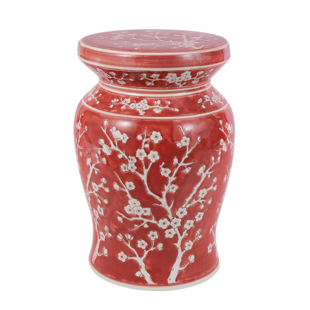 Cherry Blossom 17.75 in. Ceramic Garden Stool, Red/White price history on PriceWatchPro