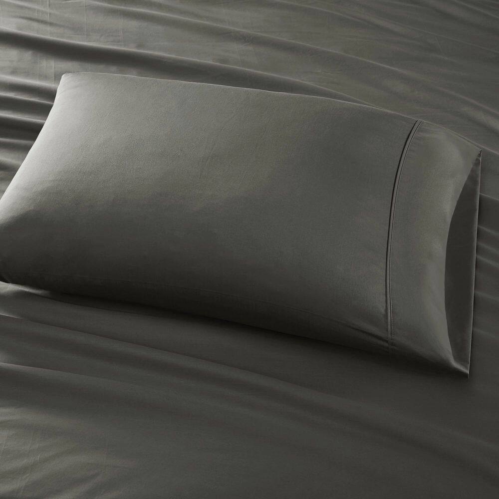 California King Charcoal Cotton Blend Sateen Sheet Set