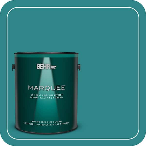 BEHR MARQUEE 1 gal. #M460-6 Thai Teal One-Coat Hide Semi-Gloss Enamel Interior Paint & Primer