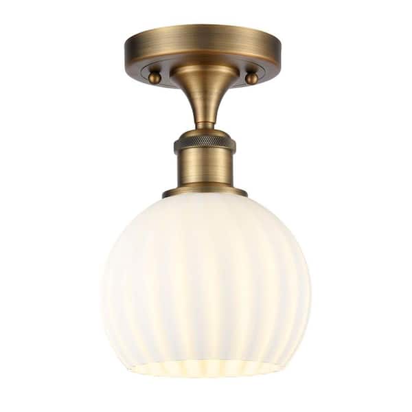 Innovations White Venetian 6 in. 1-Light Brushed Brass Modern Semi