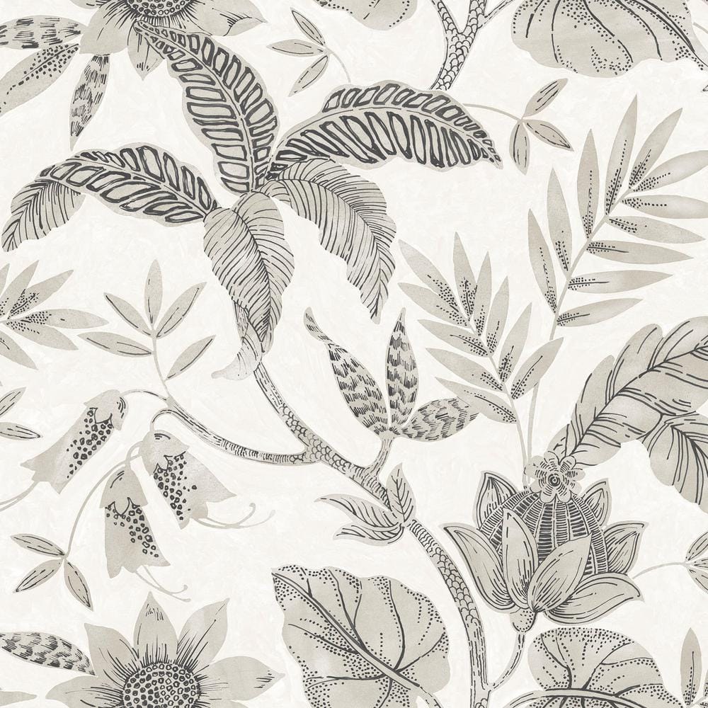 Seabrook Designs Rainforest Leaves Ivory and Stone Botanical Paper  Strippable Roll (Covers 60.75 sq. ft.) RY30205 - The Home Depot