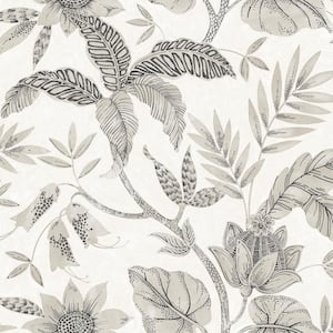 Rainforest Leaves Ivory and Stone Botanical Paper Strippable Roll (Covers 60.75 sq. ft.)