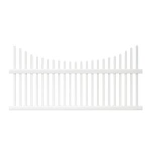 Pro-Series 3.5 ft. H x 8 ft. W White Vinyl Alexandria Scalloped Spaced Picket Fence Panel