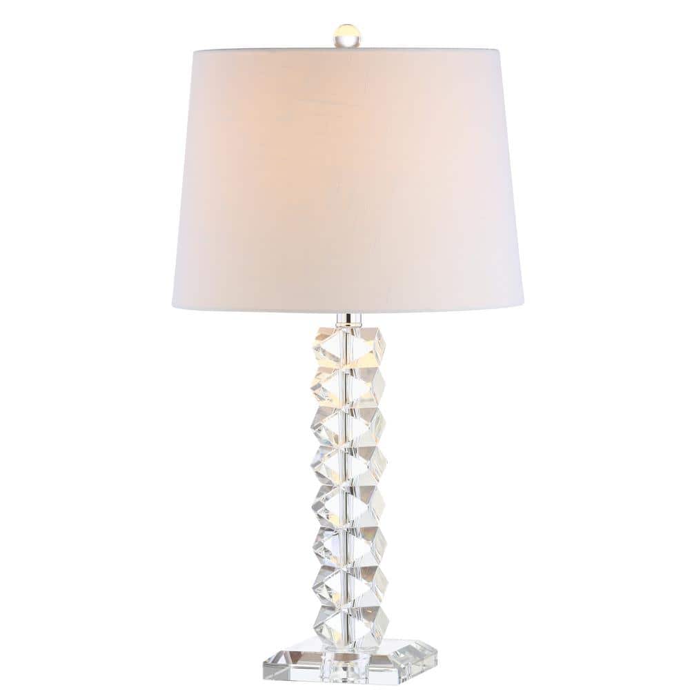 Julia 25.5" Clear Crystal LED Table Lamp with White Shade