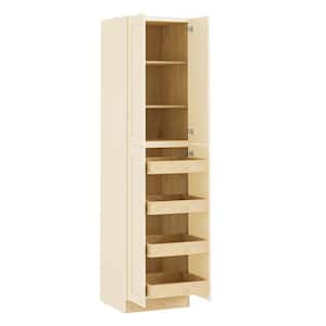 Newport Cream Painted Plywood Shaker Assembled Pantry Kitchen Cabinet 4 ROT Soft Close 24 in W x 24 in D x 96 in H