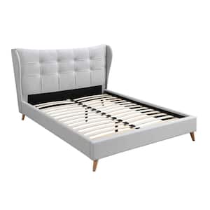 Duran Light Gray Eastern King Bed with Wing Back Headboard