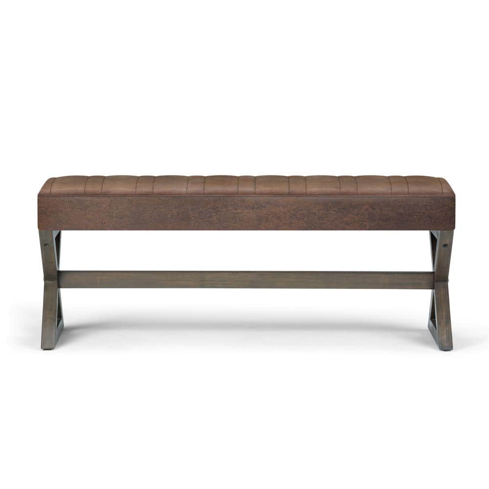 Salinger 48" Chestnut Brown Faux Leather Ottoman Bench