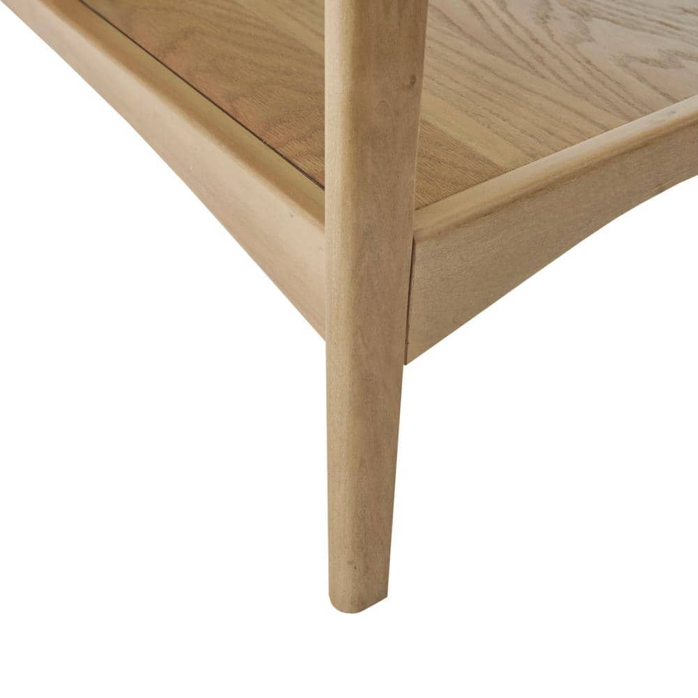 Mid-Century Two-Tone Off-White and Wood Console Table with Shelf