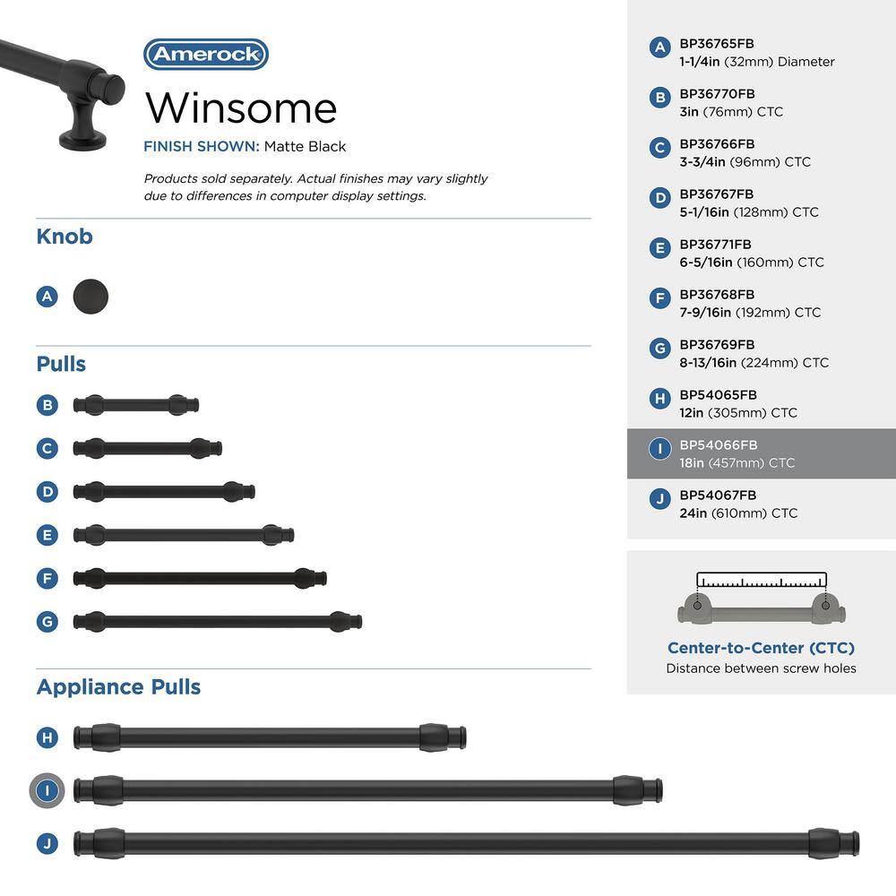 Winsome 18 Inch Matte Black Traditional Appliance Pull