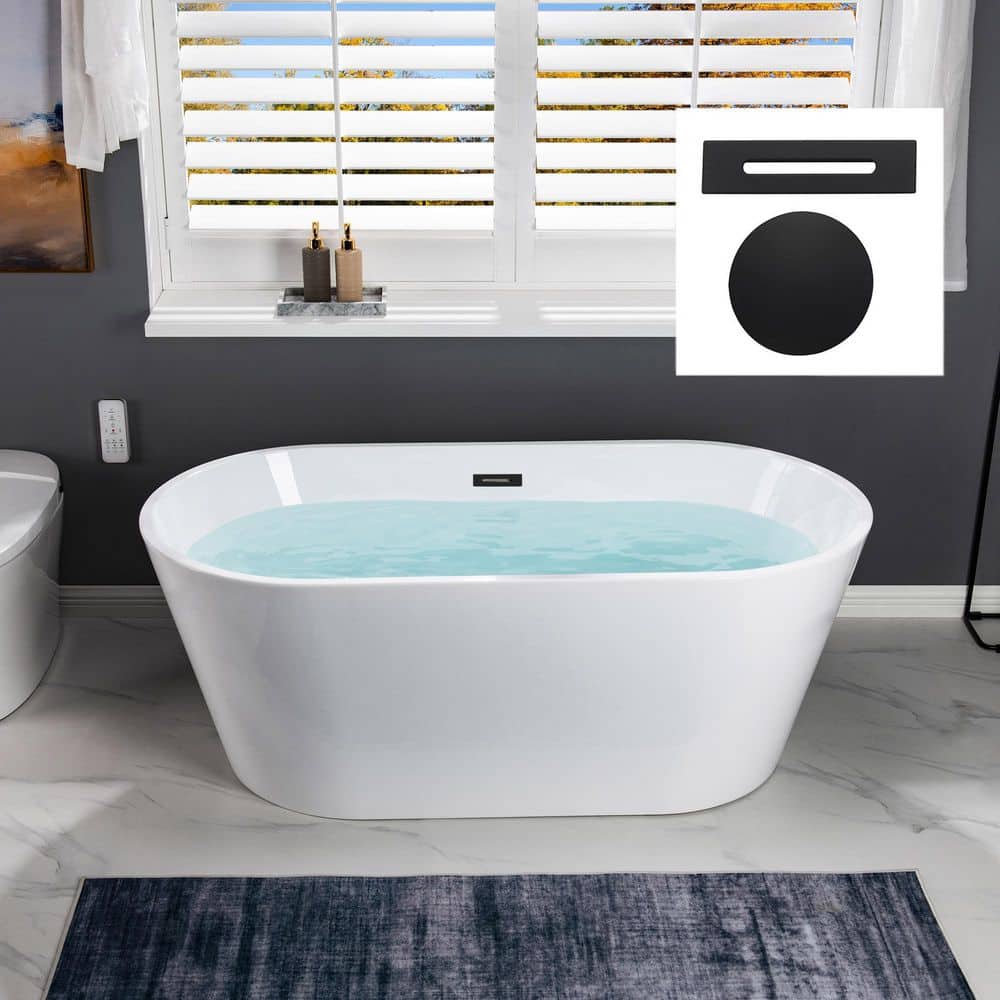 WOODBRIDGE 59 in. L x 29.5 in.W Acrylic Flat Bottom Soaking