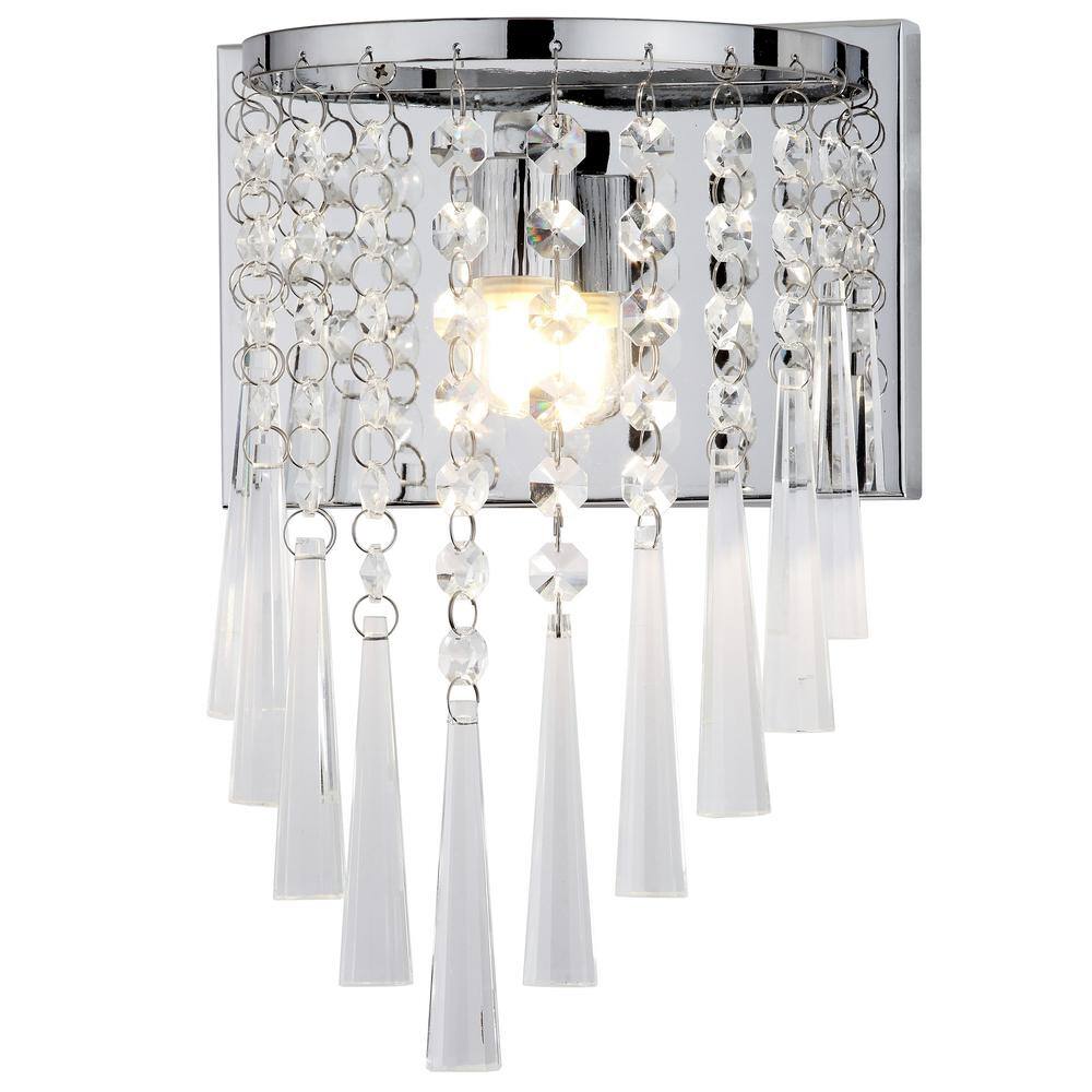 Contemporary Chrome 10" Beaded Direct-Wired Wall Sconce